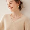 Women's Long Sleeve V-Neck Cashmere Knit Base Layer Top: Versatile, Loose, and Slimming Sweater Innerwear.