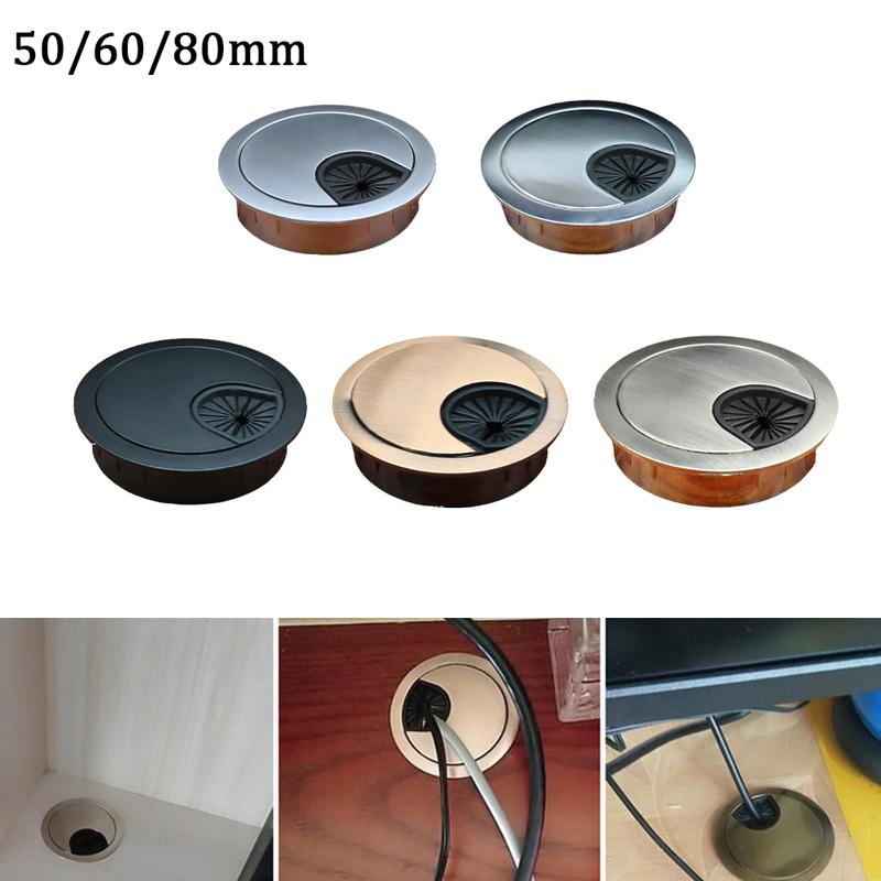 Zinc Alloy Cable Hole Cover 50mm/60mm/80mm Computer Metal Grommet Desk Table Cable Tidy Outlet Wire Cover For Home Office