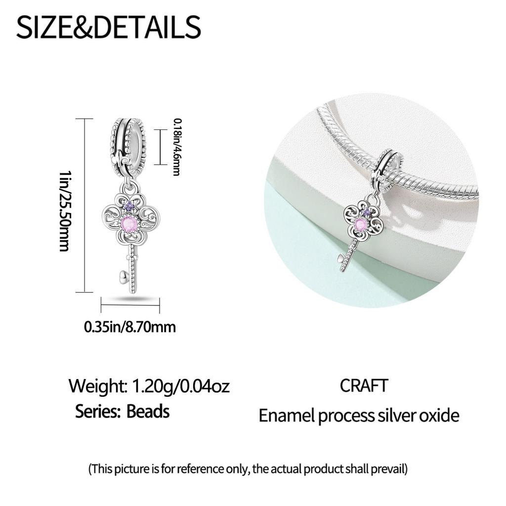 Charm Bead Charms Authentic copper Plated Romantic Classical Key Pendant Bead Compatible With Bracelets Diy Fine Gift Women Delicate Jewellery