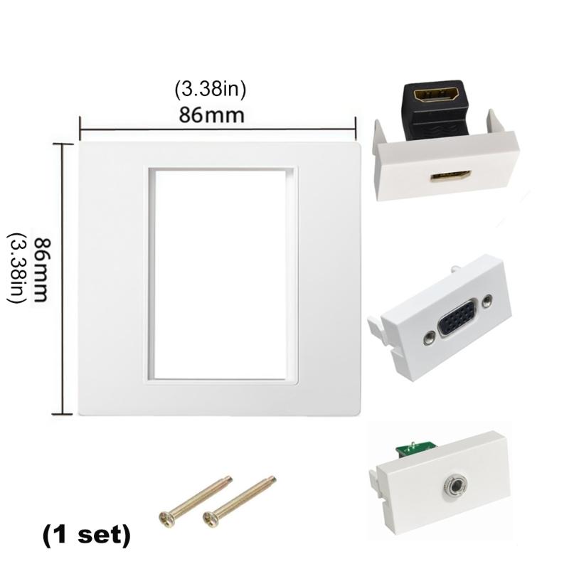 86mm Multimedia HDTV VGA 3.5mm Wall Plate Wall Outlet Video Socket for Easy Solderless Installation In Homes Theater