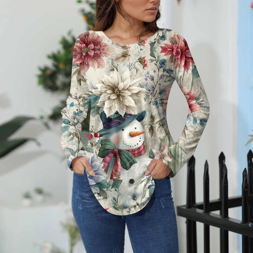 Tee Shirts For Women Fall Casual Long Sleeve Shirts Sweatshirt Vintage Graphic Printing Top Pullover Valentine's Day