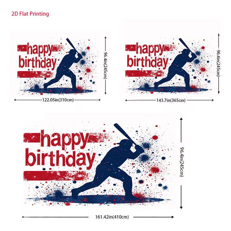 

2D Boys Baseball Themed Birthday Background Cloth, Red Blue Splatter Party Decor 47.2x31.5inch/120*80cm