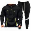 Mens Hooded Sweatshirt Jogger Set Winter Warm Fleece Lined Casual Tracksuit Long Sleeve Pullover With Arm Pocket