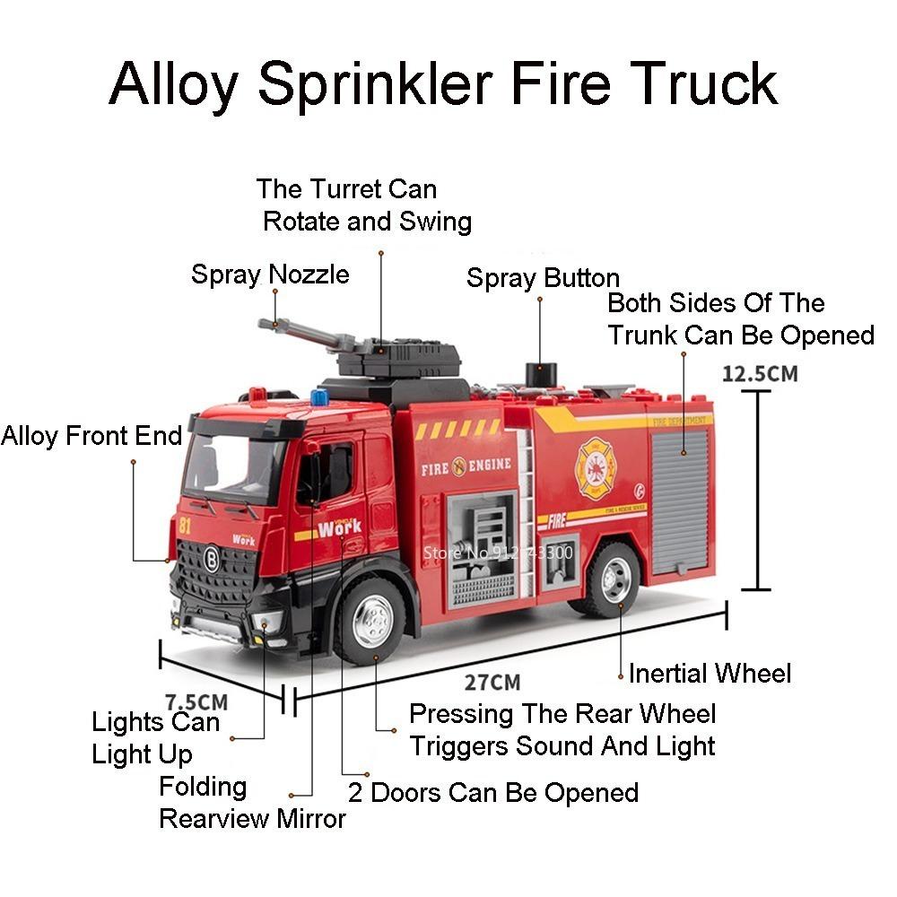 1:18 Large Sweeping Car Fire Truck Model Toy Inertial Driving Music Light Door Opened Models Engineering Vehicle Collection Gift