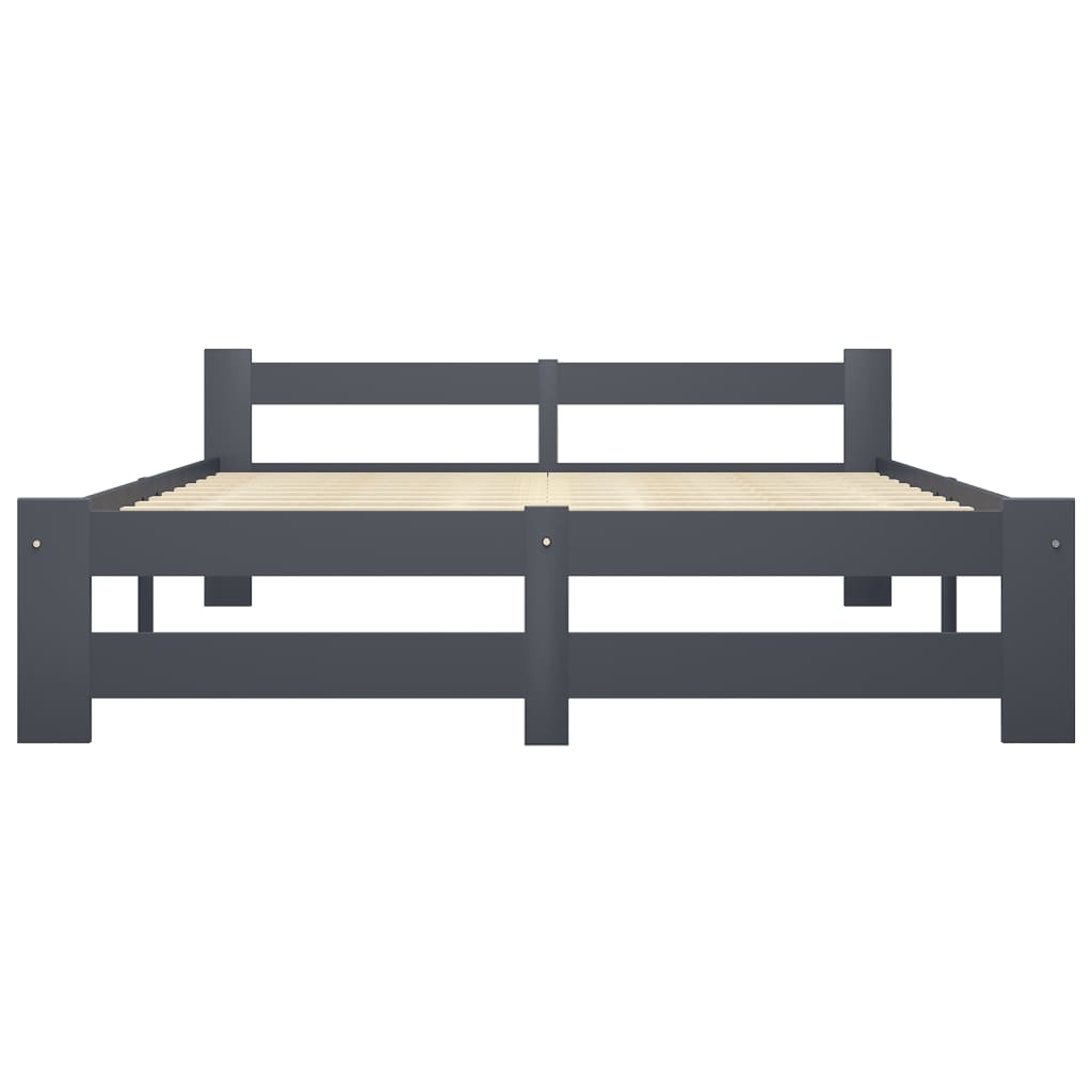 Solid Pine Wood Bed Frame Dark Grey 160 x 200 cm