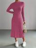 Høst Vinter Dame Ribbestrikket Kjole Elegant Chic Mote Langermet O-hals Slim Korsett Bodycon Kjole Streetwear