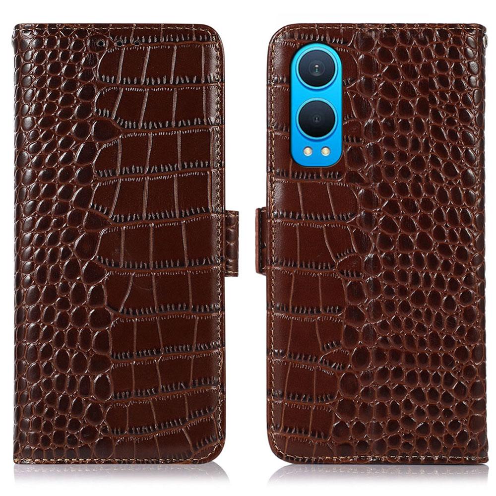 For OnePlus Nord CE4 Lite 5G/Oppo K12x 5G (China) Case Genuine Cow Leather RFID Blocking Wallet Cover