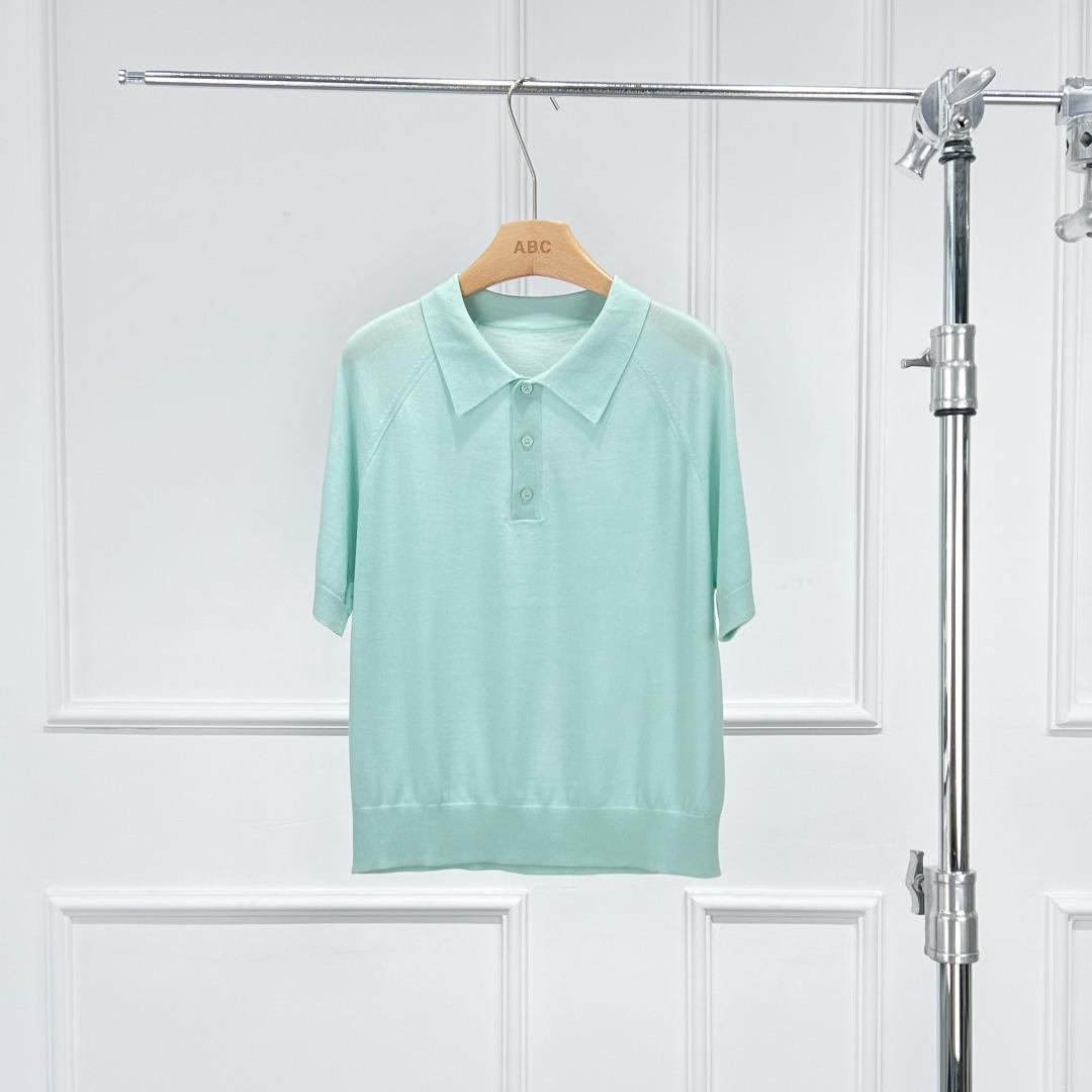 

Женский трикотажный топ с коротким рукавом Just Polo из мериносовой шерсти разных цветов Large зелёный/серый