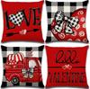 Set Of 4 Decor Throw Pillow Covers Patriotic Linen Pillow Case For Veterans American Summer Outdoor Red White Blue Decorations