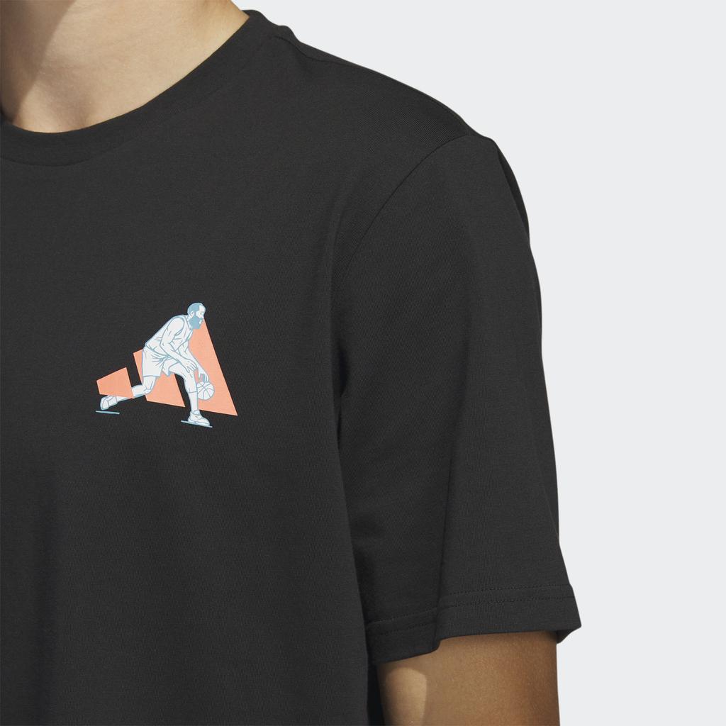 adidas Americké Vintage Grafický Potlač Basketbalové Okrúhly Výstrih Krátky Rukáv Tričko Pánske Vrchné Oblečenie Čierne HY0786