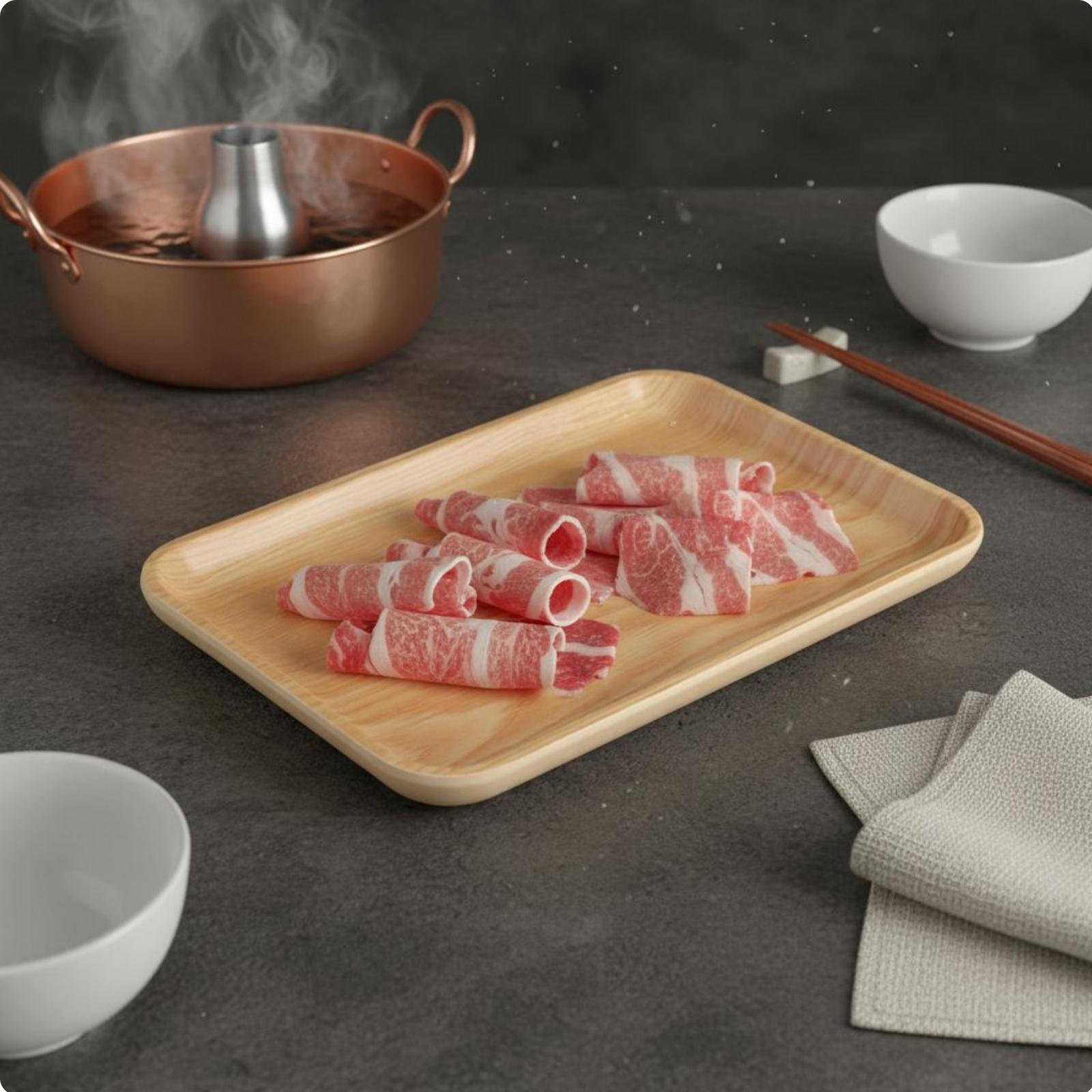 Rectangular Melamine Tray Shatterproof Melamine Serving Tray Wood Look Plate Lightweight Decorative Serving Platter for Hot Pot