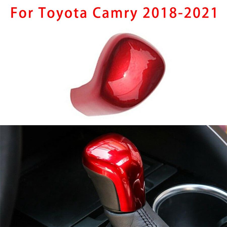 Gloss Red ABS Car Interior Gear Shift Knob Cover Trim For Toyota Camry 2018-2021
