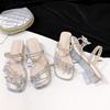 Bow rhinestone sandals versatile temperament women's sandals women's fashion wear sandals 2025 summer and autumn new