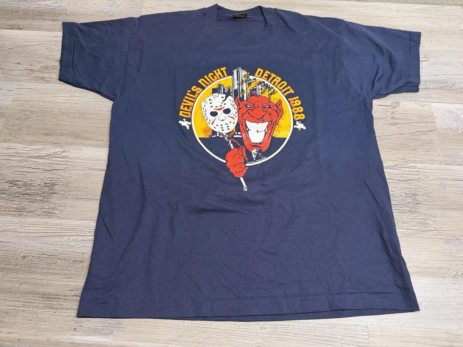 

Detroit Streetwear Graphic Tee Devils Night 1988 Single Stitch VTG REPRINT L #5 S