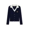Teenie Weenie Women's Faux Two-Piece Polo Collar Knit Cardigan