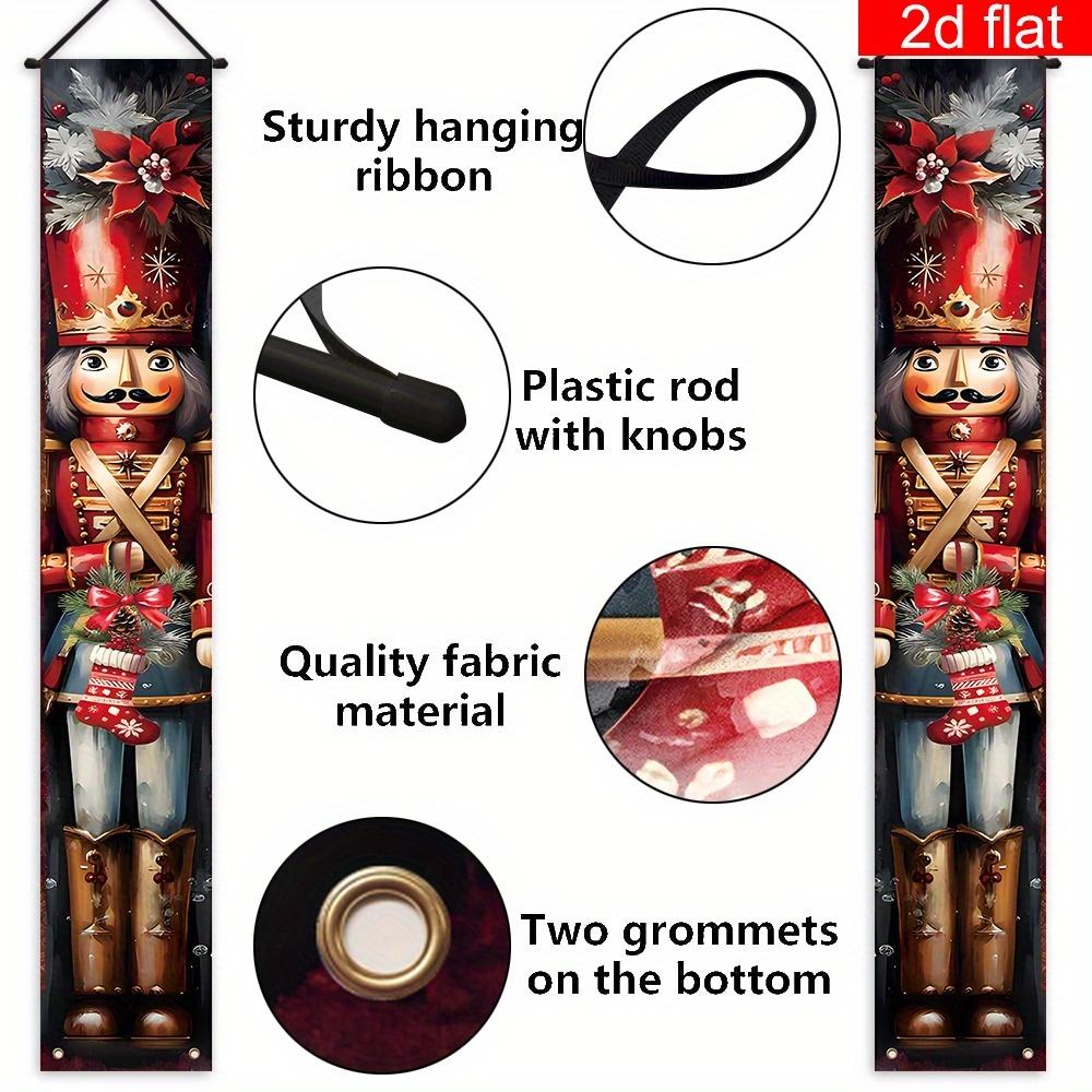 Merry Christmas Couplet Banner Nutcracker 1 Pair Polyester Indoor Outdoor Decor