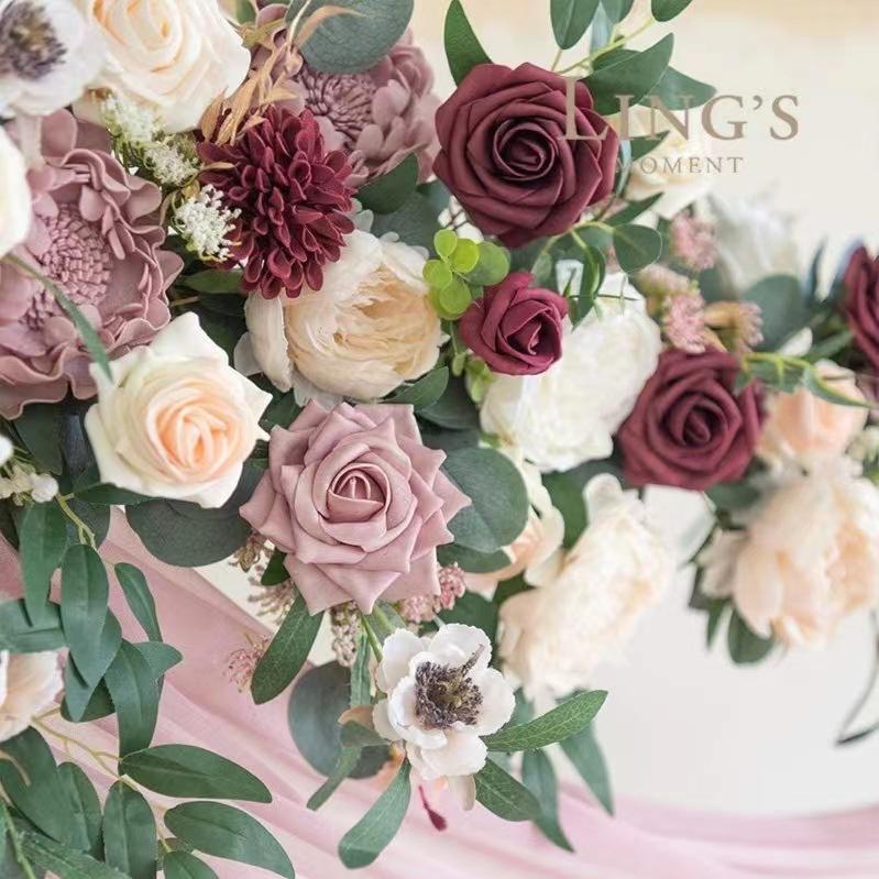 Outdoor Wedding Arch Flower Decoration Simulation Flower Welcome Flower Wedding Scene Arrangement Opening Pendant Simulation Flower 4 Pieces