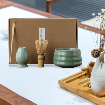 Japanese Set Tea Bowl Spoon Whisk and Holder Handmade Novelty Gifts for Home