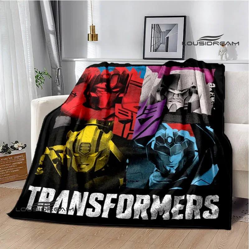 T-Transformers Cartoon Printed blankets picnic blanket Warm blankets Flannel Soft Cozy Blanket Home travel blanket Birthday Gift