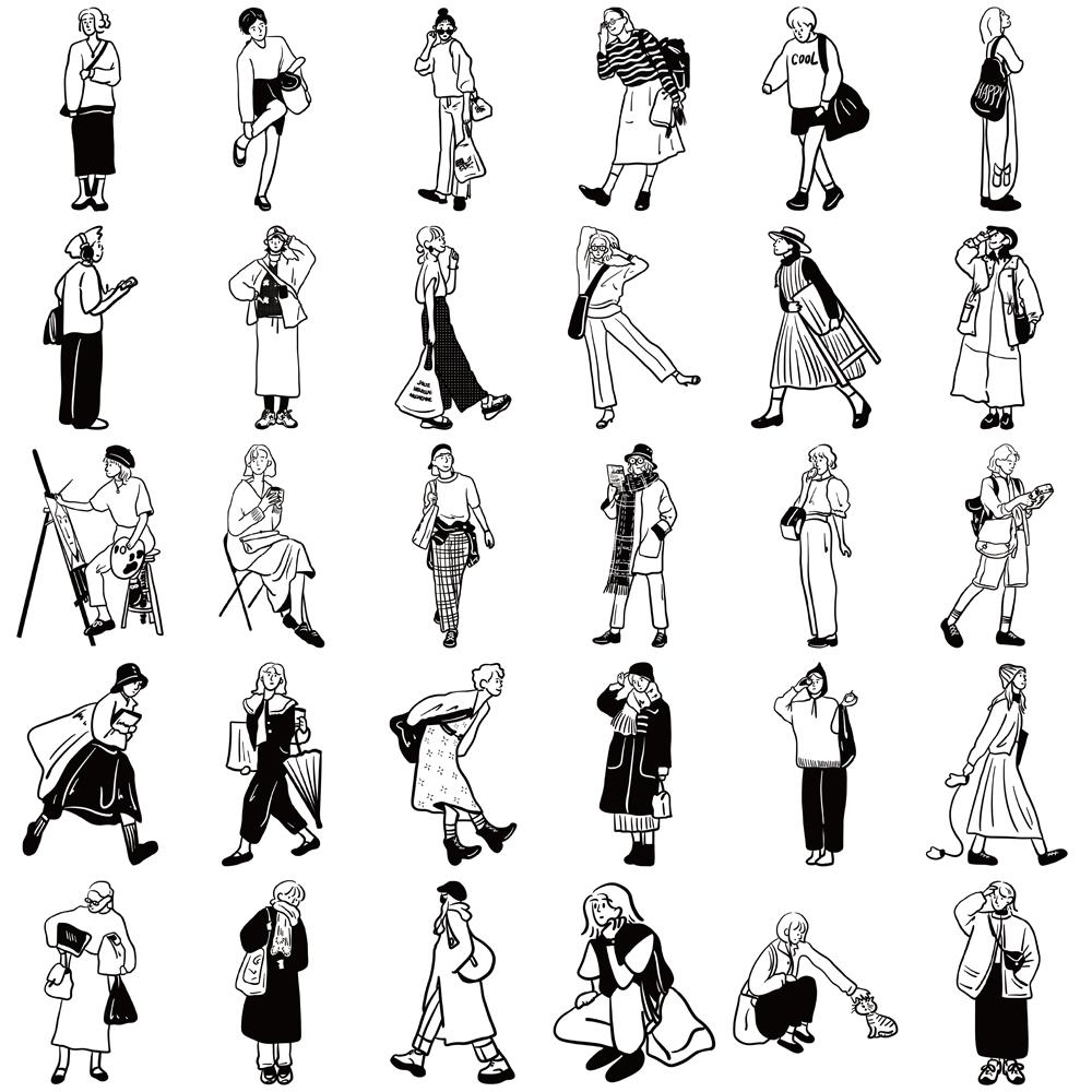 30/60PCS Minimalist Lines For Characters Stickers Car Decorative Case Luggage Handbook Cartoon Desktop Phone Cases DIY Sticker