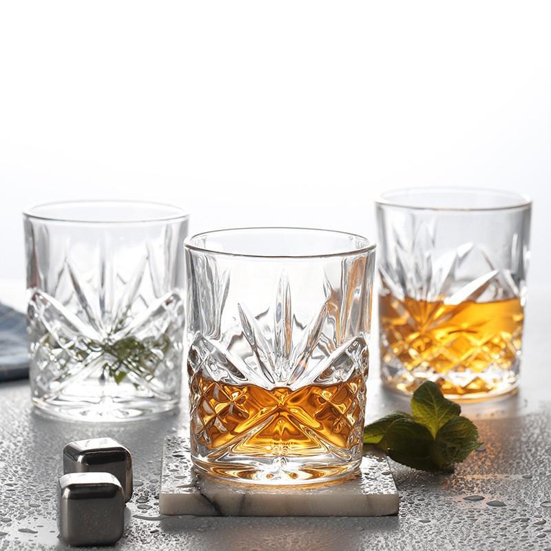 2pcs Set 11 Oz 330ml Carved Crystal Whiskey Brandy Glasses Juice Milk Tea Mugs Transparent Party Restaurant Wedding Drinkware