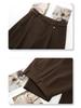 2024 Women's Beige Wool Wide-Leg Slimming High-Waisted Casual Pants