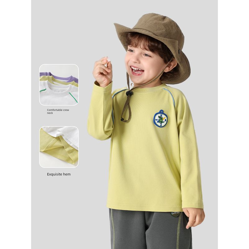 Right European Style Boys' Outdoor Style Raglan Sleeve Long-Sleeve T-Shirt 2026 Spring and Autumn New Children's Clothing Baby Top