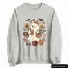 Cute Ghost Pumpkin Spice Latte Pullovers Cozy Halloween Sweatshirt Retro Fall Season Hoodie Autumn Sunflowers Spooky Season Gift