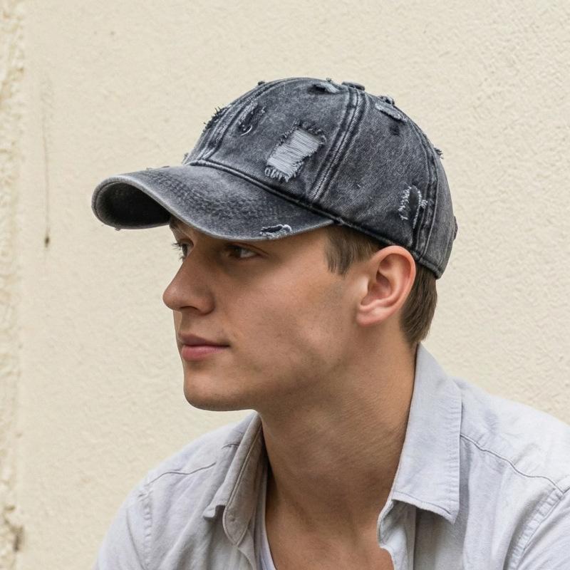 Ripped Denim Baseball Cap Unisex Sun Hat Vintage Cap