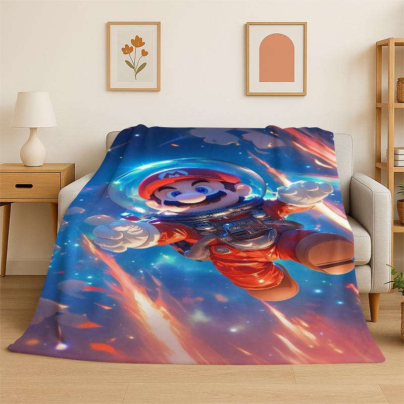 Coperta di Flanella Cartone Animato M-Mario Bros Gioco Morbida Calda Coperta Plaid per Camera da Letto Soggiorno Letto Viaggio Campeggio Picnic Regalo Bambini