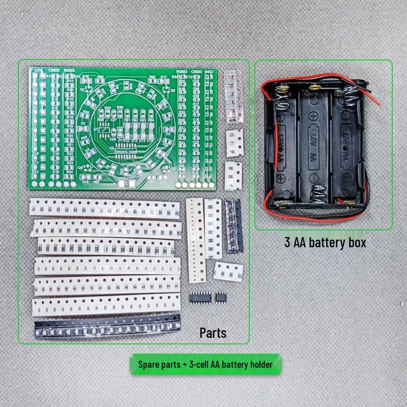 SMD Rotary Flowing Light Kit: Electronic Soldering Practice Board for DIY and Student Skill Training.