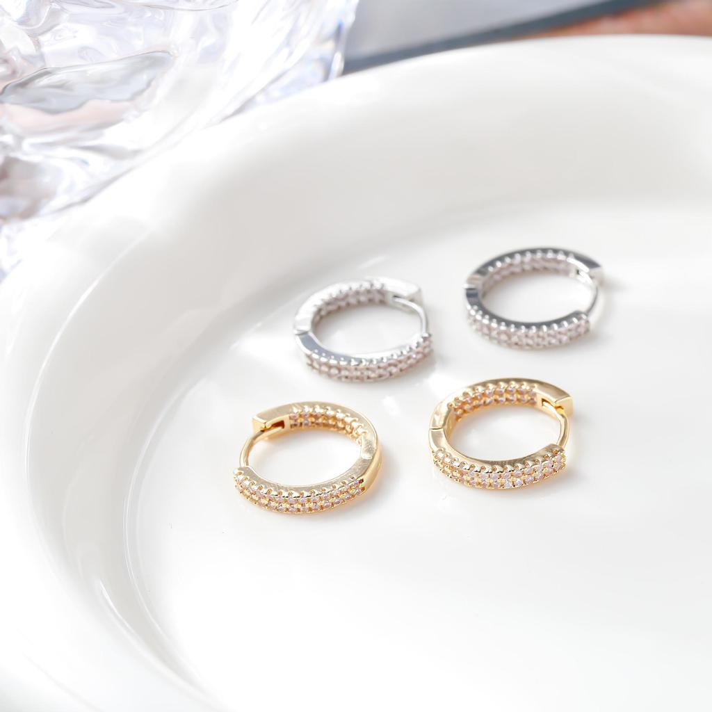 European & American High-End Luxury Zircon Full Diamond Ear Studs for Women