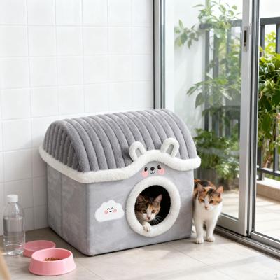 Cat Bed Cave House for Indoor Cats Removable Cushion Warm Non Slip Bottom Comfortable Winter