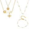 INS Inspired Design: 5A Zircon Star and Sunflower Brooch & Necklace Bracelet Set