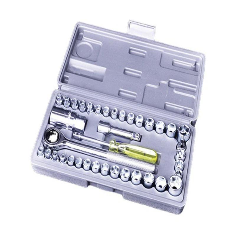 40Pcs of Combination Tools for Automobiles Motorcycles Ratchet Wrenches Bread Multifunctional Maintenance Tools Socket Wrenches