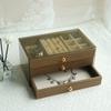 Vintage Walnut Jewelry Organizer Earrings Necklace Dust Jewelry Box Home Desktop Large Capacity 3 Layer Jewelry Box