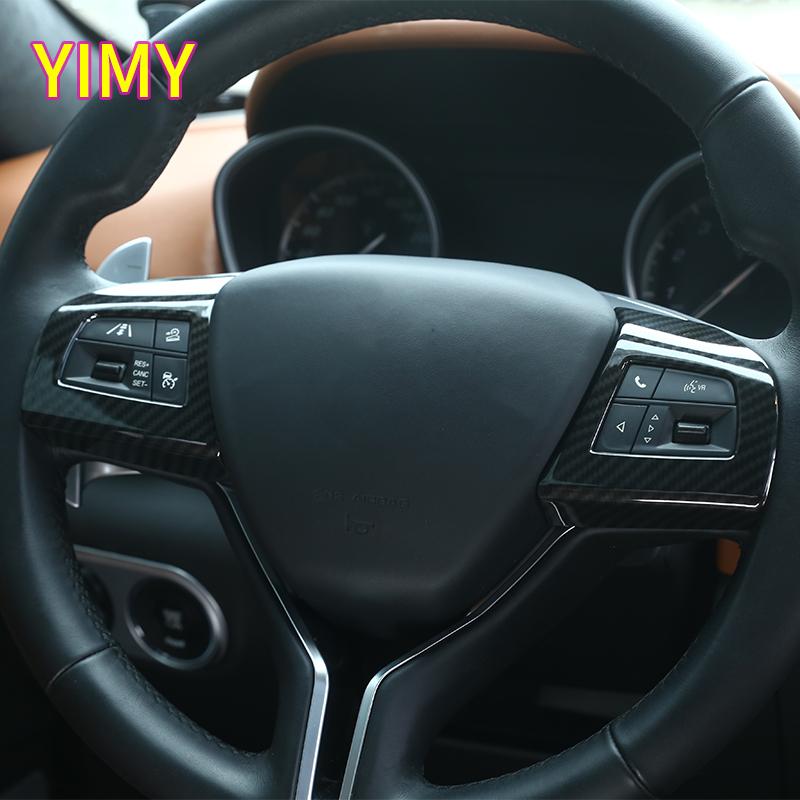 ABS Plastic Carbon Fiber Car Steering Wheel Button Frame Decorative Stickers Suitable for Maserati Levante Ghibli Quattroporte