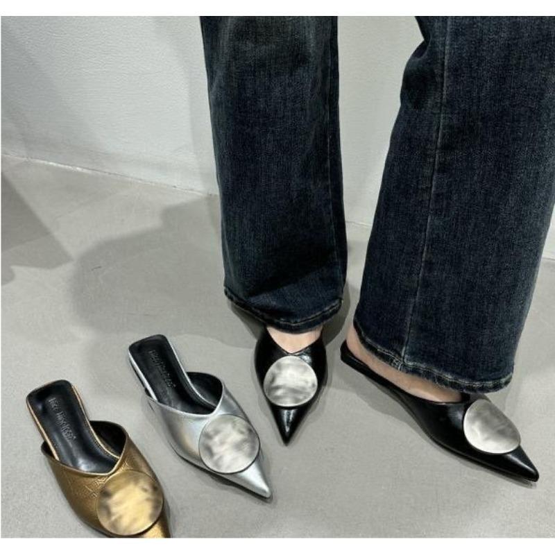 New Design Women's Luxury Moccasins Fashion Pointed Toe Loafers Ladies 2025 Spring Black Ballet Flats Women's Sandals