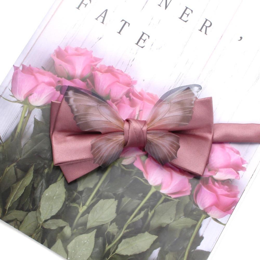 Adjustable Men Necktie Solid Color Bridegroom Groomsman Cravat Fashion Butterfly Bow Tie  Shirt