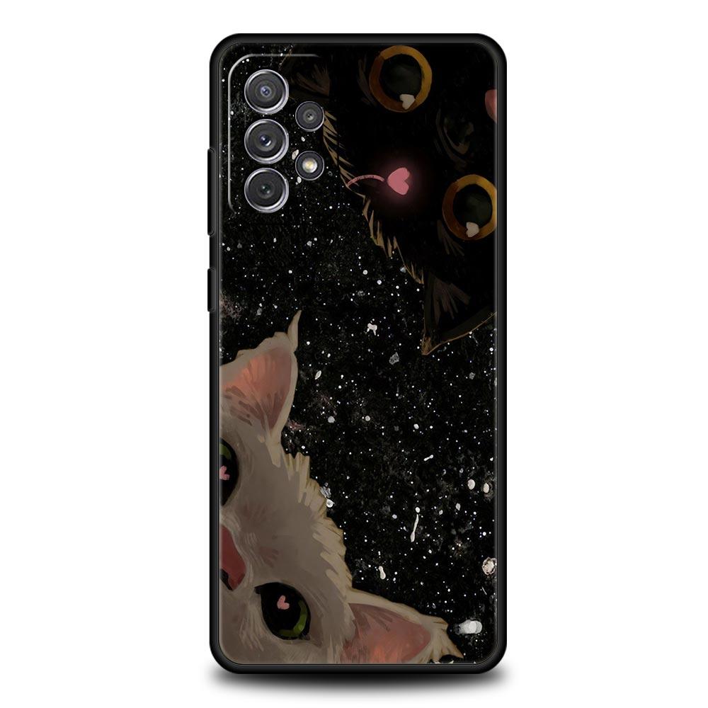 Cute Cat Phone Case for Samsung Galaxy A55 A35 A17 A07 A15 A13 A25 A51 A71 A72 A73 A32 A52 A52S A41 5G Soft TPU Shell Fundas Bag