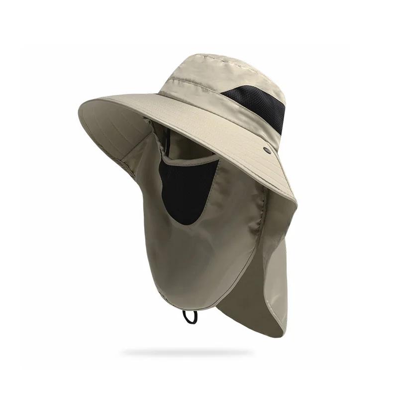 

Sunshade Fishing Sun Cap with Sunscreen Face Mask for Outdoor Brim Visor Hat Protection and Climbing Hat Waterproof 56-58cm