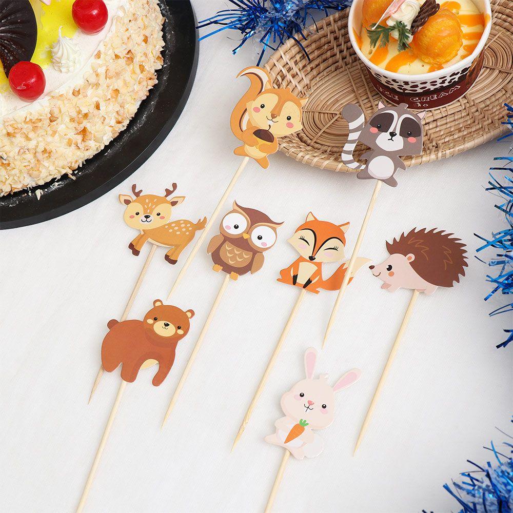 Decorations Jungle Animal Model  Birthday Party Cake Toppers Forest Animal Shape Woodland Creatures Theam Cupcake Topper