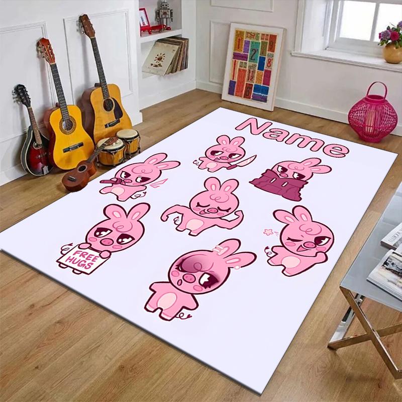 Custom Kpop Team Mat Personalized Name, Polyester Washable Indoor Entryway Rug, Gift for Christmas, Easter, Thanksgiving Day