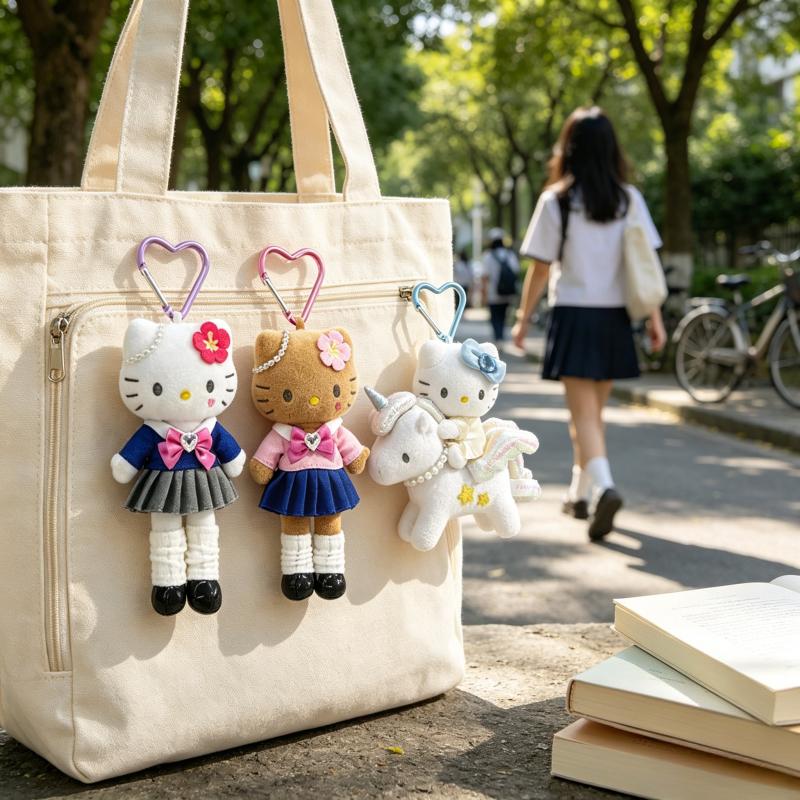 15cm Kawaii Sanrio Long Legs Plush Keychain Hello Kitty My Melody Bag Pendant Cartoon Doll Toy Gift
