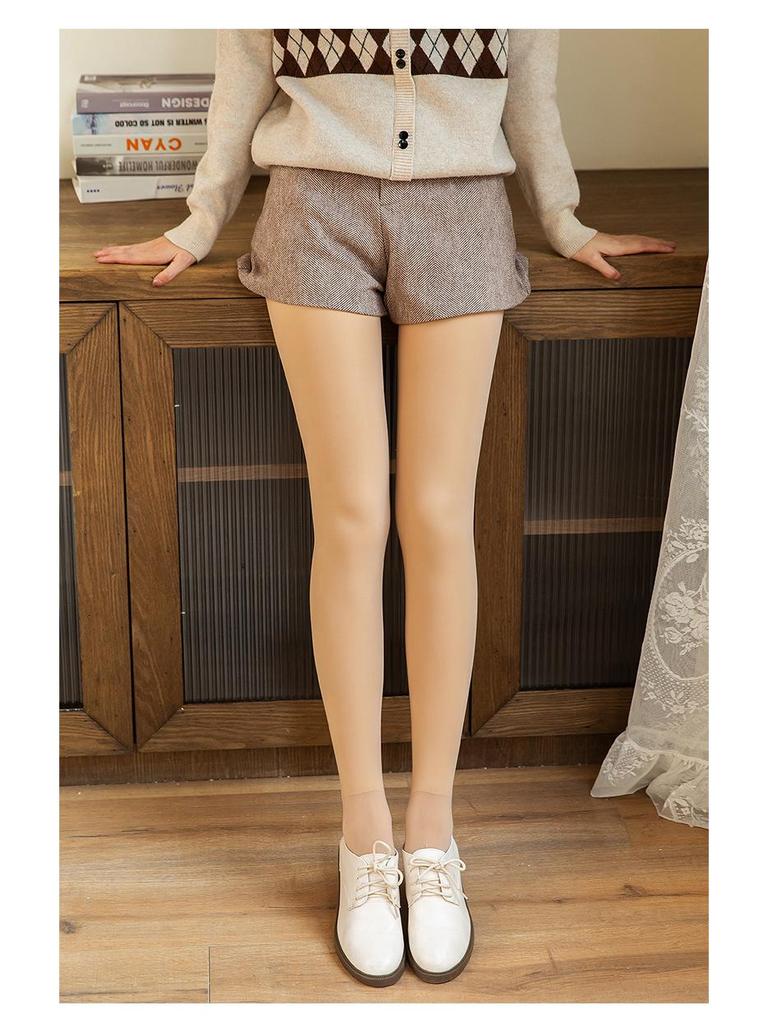 Waterlight Bare Leg Pantyhose: Women's Tummy Control and Hip Lift Stockings, Plus Velvet Flesh Tone for Autumn/Winter, Realistic Nude Feel