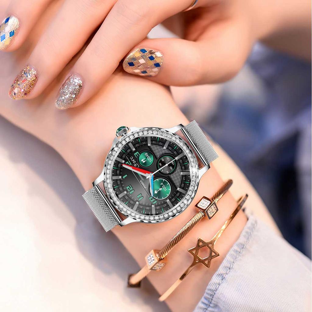 LUCKY START Rose Gold Smart Watch Bluetooth Call Lady 100+ Sports Mode Fitness Health Monitor Women Smartwatch for IOS Android NX19