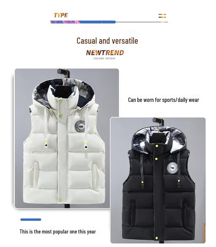 Autumn/Winter Cotton Padded Vest - Warm, Thickened, Sleeveless Jacket for Middle School Students, Youth Unisex 