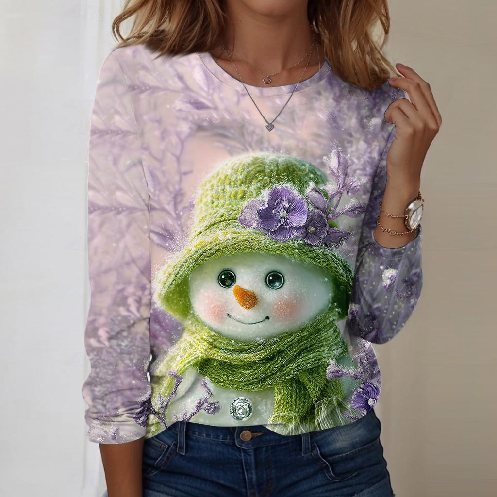 Long Sleeve Shirts For Women Cute Print Graphic Tees Blouses Casual Plus Size Basic Tops Pullover