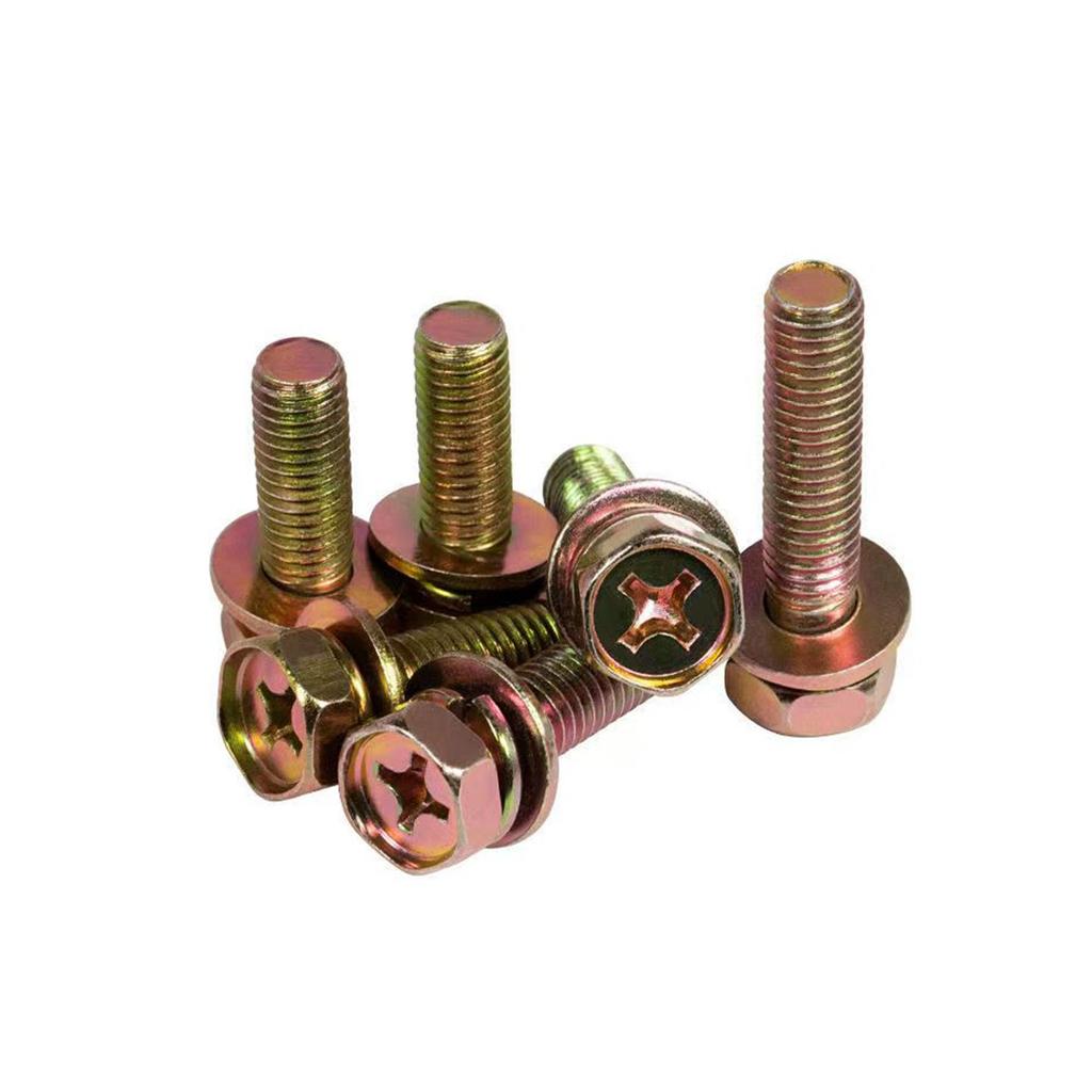 Concave Head Hexagon Combination Bolt Set with Spring Washer and Gasket - 3 Pieces