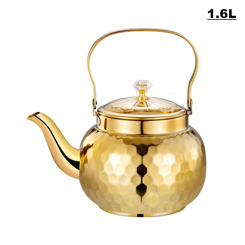 

Luxury Gold Stainless Steel Water Kettle for Electric Ceramic Cooktop Coffee Tea Pot with infuser Chinese Restaurant Tea Kettle